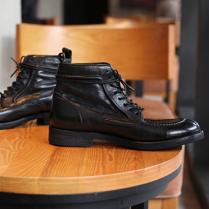 Trendy Simple Men's Martin Boots Casual High Top Leather Shoes - LiveTrendsX