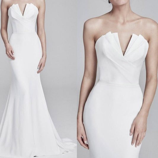 Tube top mermaid satin slim wedding dress - LiveTrendsX