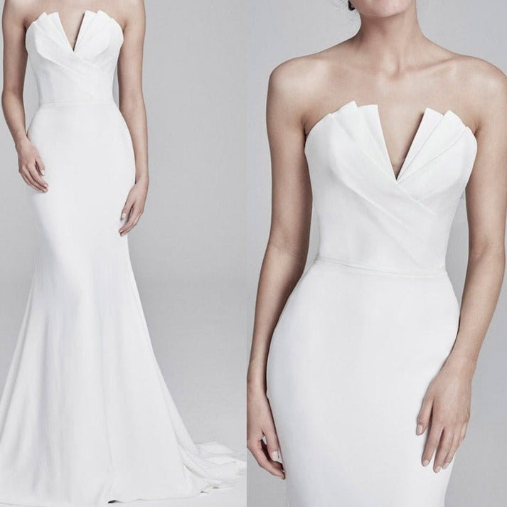 Tube top mermaid satin slim wedding dress – LiveTrendsX