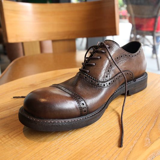Vintage British Leather Casual Breathable Brogues - LiveTrendsX