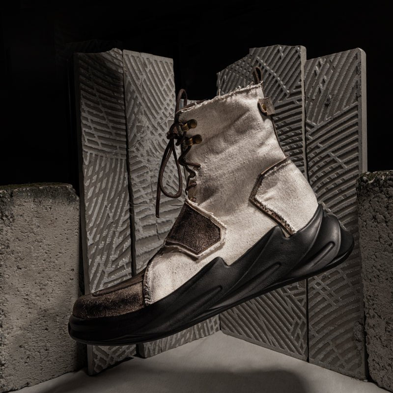 Vintage canvas leather work boots lace - free men's shoes - LiveTrendsX