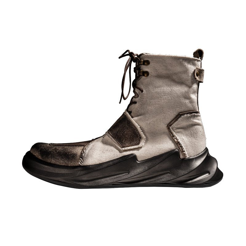 Vintage canvas leather work boots lace - free men's shoes - LiveTrendsX