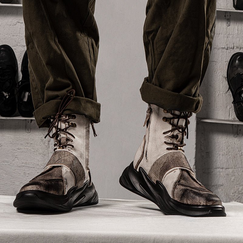 Vintage canvas leather work boots lace - free men's shoes - LiveTrendsX