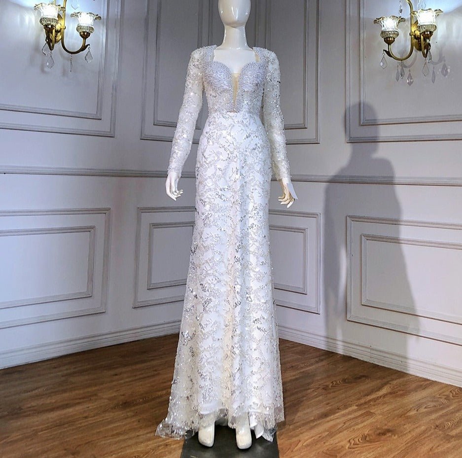 White Detachable Skirt Evening Dresses Gowns - LiveTrendsX