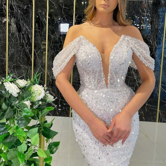 White Luxury Detachable Skirt Evening Dresses Gowns - LiveTrendsX