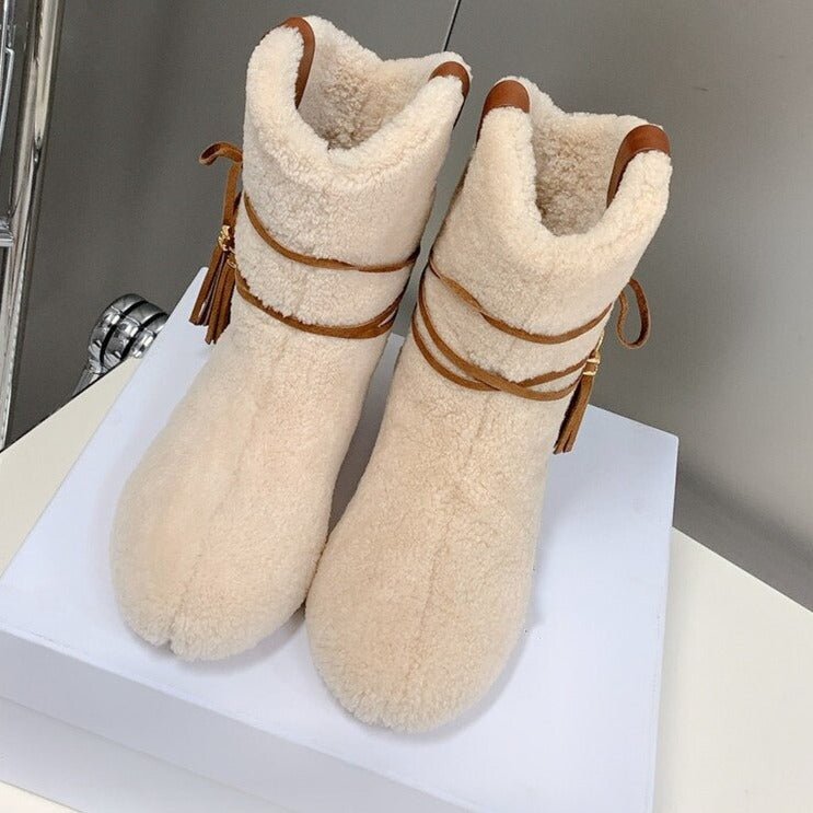 Woman Cross - tied Snow Boots Flats Knee High Boots - LiveTrendsX