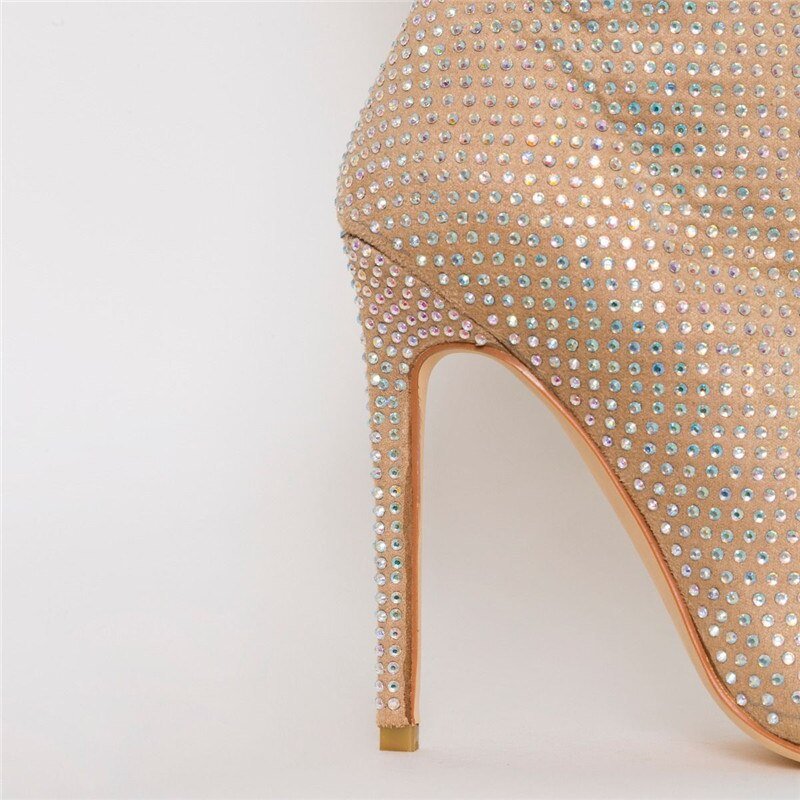 Woman Crystal Pointed Toe Over The Knee Boots plus size - LiveTrendsX