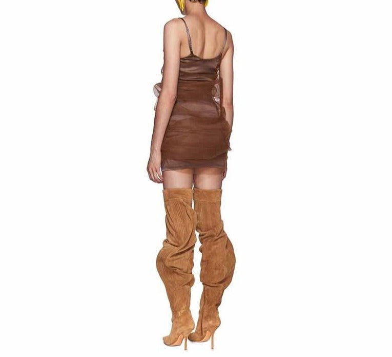 Woman Over The Knee Boots Pointed Toe High Heels Motorcycle Boots - LiveTrendsX