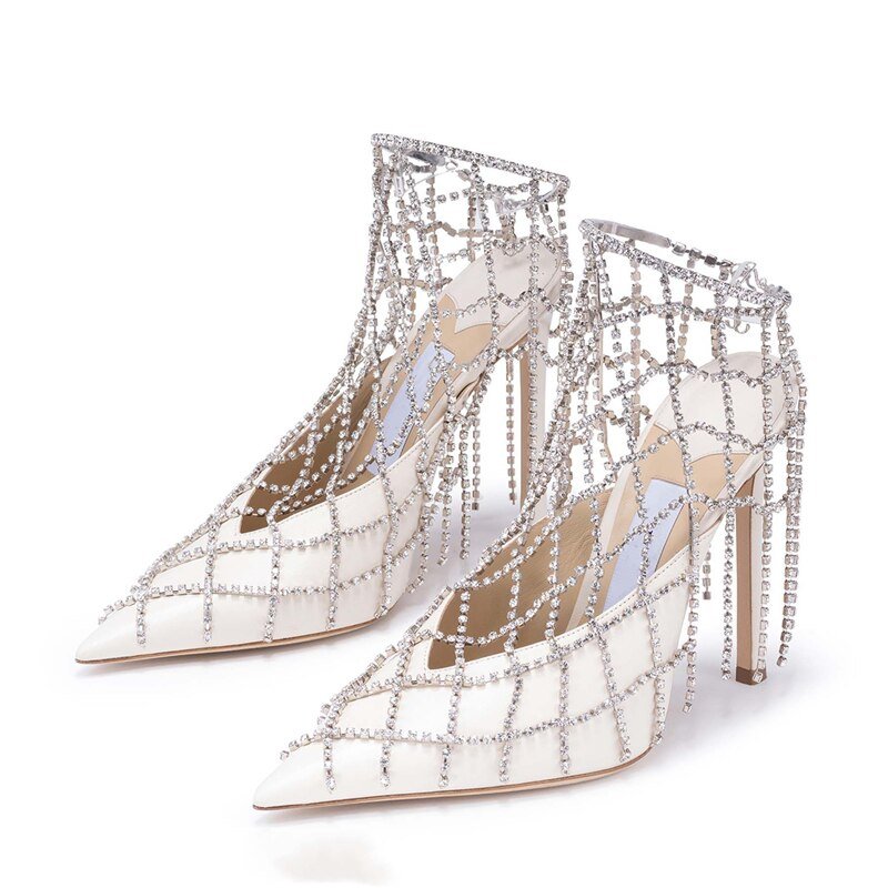 Woman Rhinestone Pointed Toe High Heels Sandals - LiveTrendsX