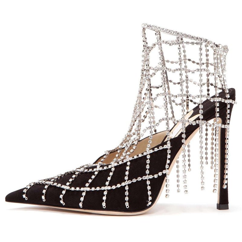 Woman Rhinestone Pointed Toe High Heels Sandals - LiveTrendsX