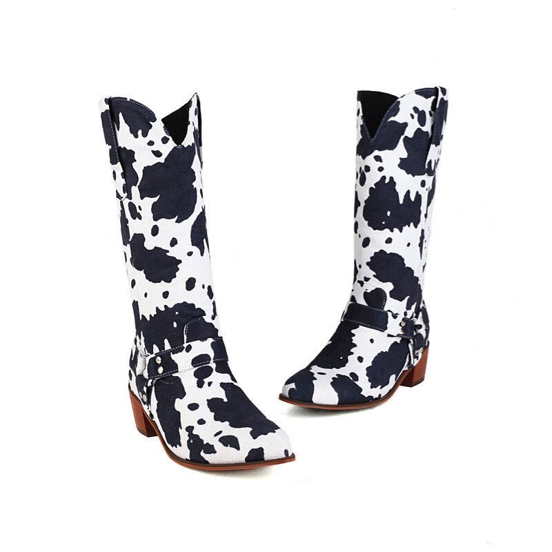 Women 2022 Trend Luxury Elegant Pointed Faux Suede Cowboy Boots - LiveTrendsX