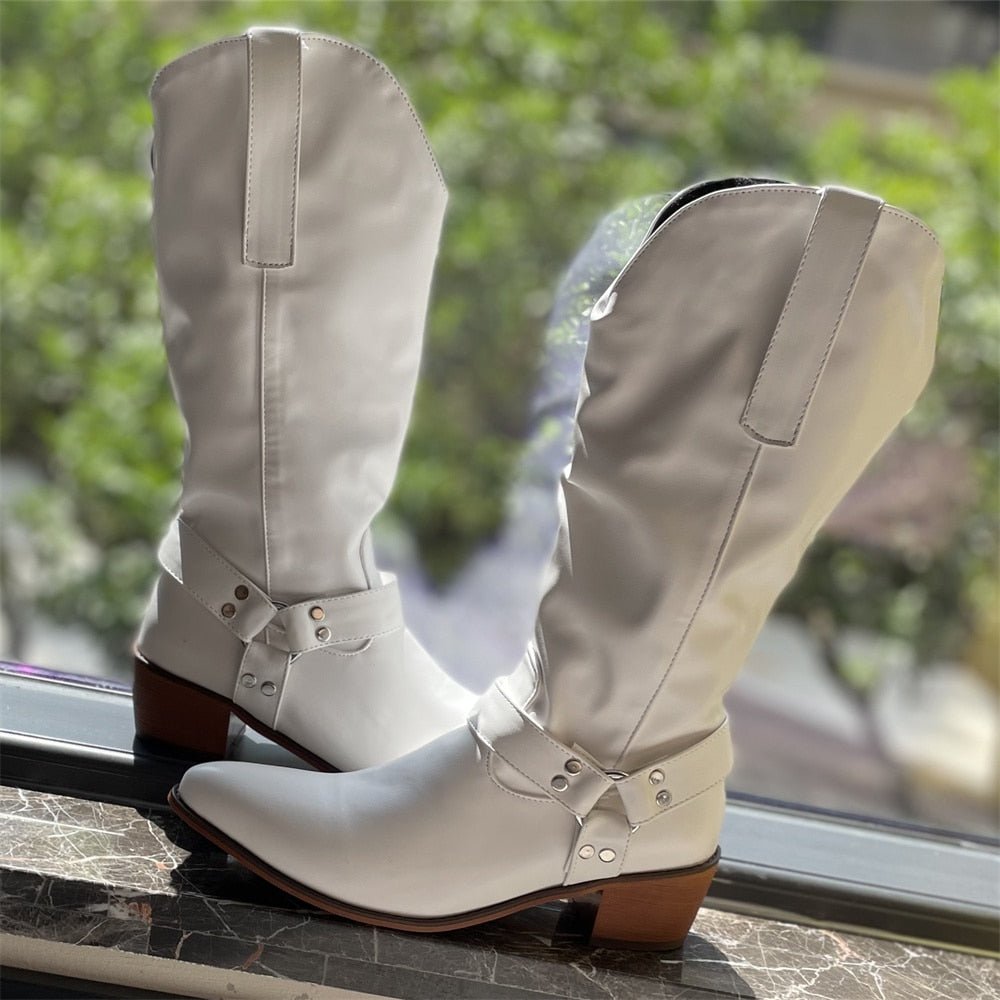 Women 2022 Trend Luxury Elegant Pointed Faux Suede Cowboy Boots - LiveTrendsX