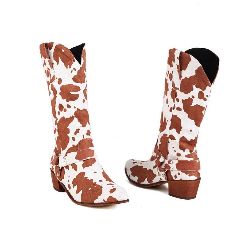 Women 2022 Trend Luxury Elegant Pointed Faux Suede Cowboy Boots - LiveTrendsX