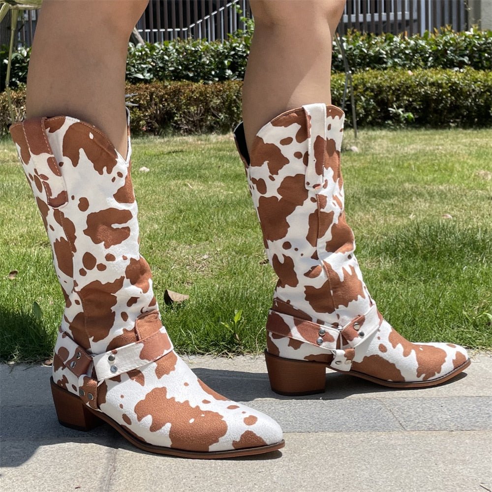 Women 2022 Trend Luxury Elegant Pointed Faux Suede Cowboy Boots - LiveTrendsX