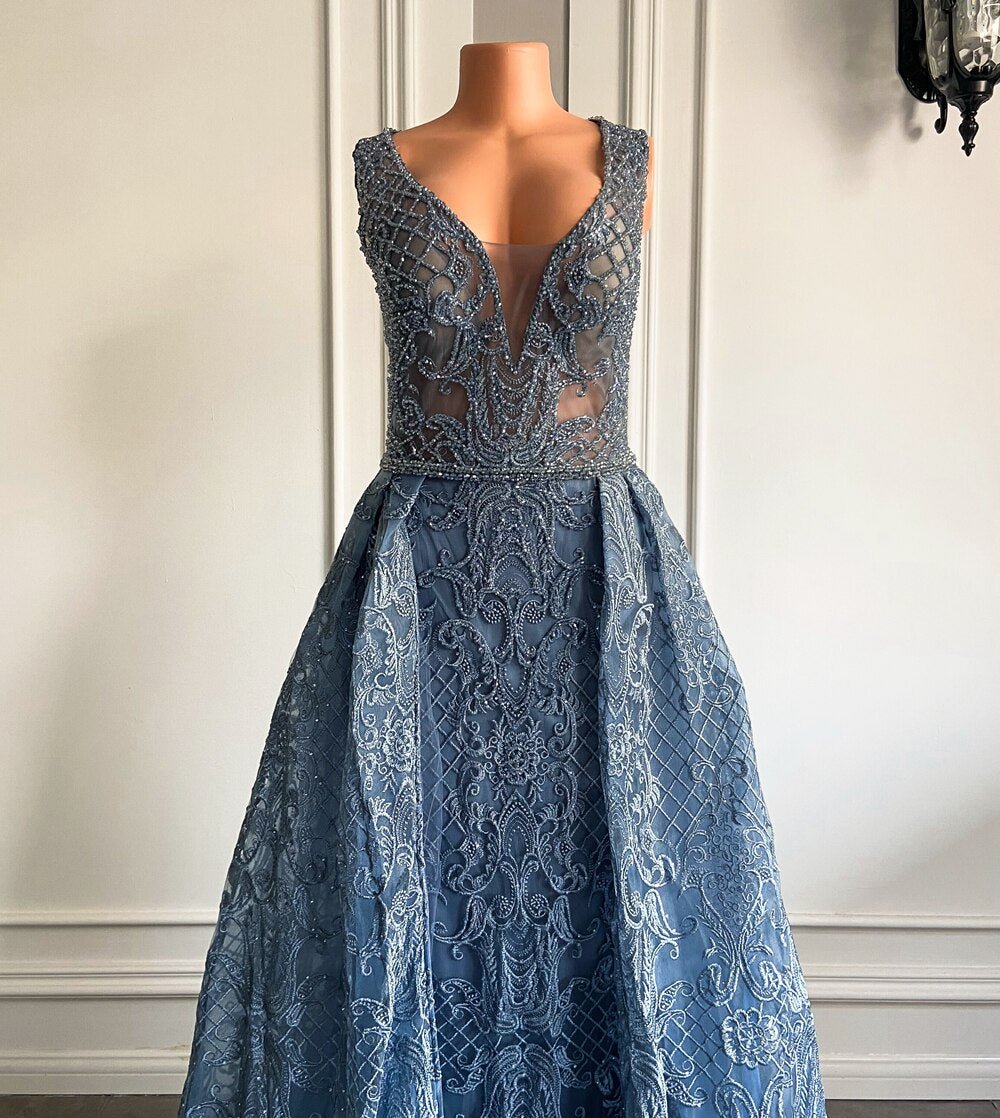 Women Arabic Style Sky Blue Formal Party Evening Gowns - LiveTrendsX