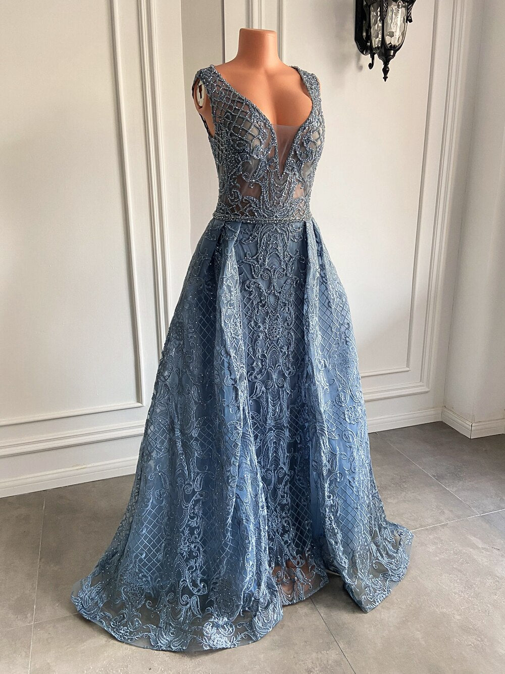 Women Arabic Style Sky Blue Formal Party Evening Gowns - LiveTrendsX