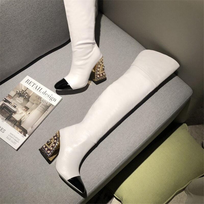 Women Catwalk Style With Pearl Large Size Shoes - LiveTrendsX