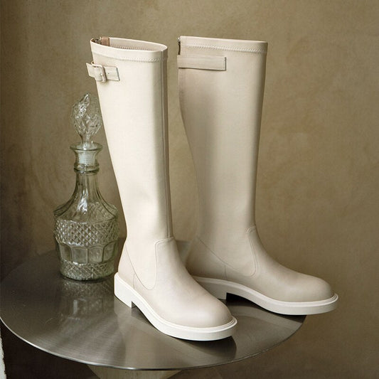 Women cowhide upper Knight boots elastic skinny boots - LiveTrendsX