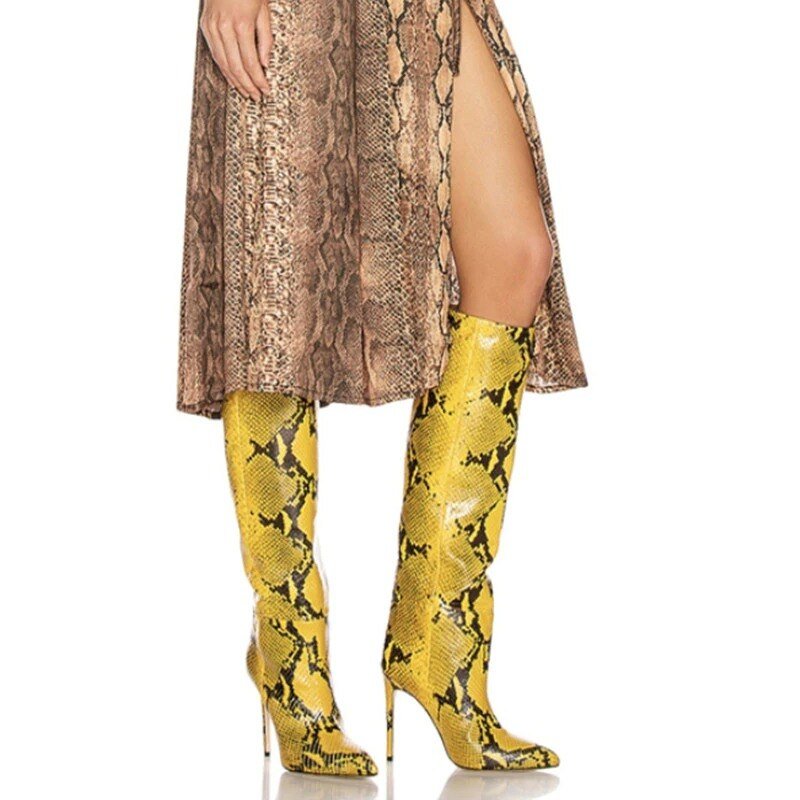 Women Crocodile Knee High Boots Autumn Snake Prints - LiveTrendsX