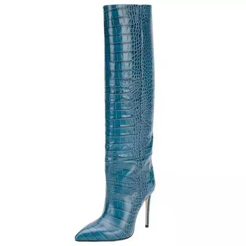 Women Crocodile Knee High Boots Autumn Snake Prints - LiveTrendsX