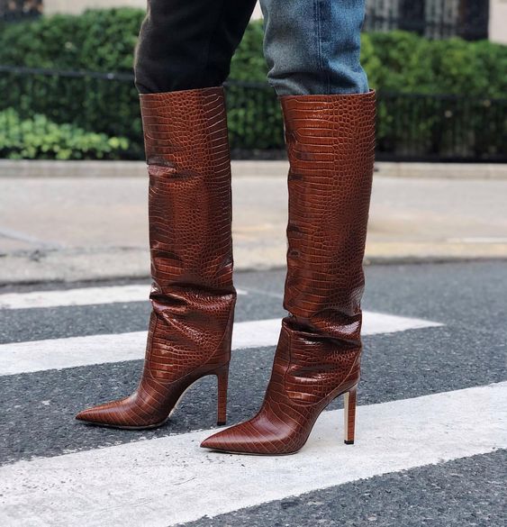 Women Crocodile Knee High Boots Autumn Snake Prints - LiveTrendsX