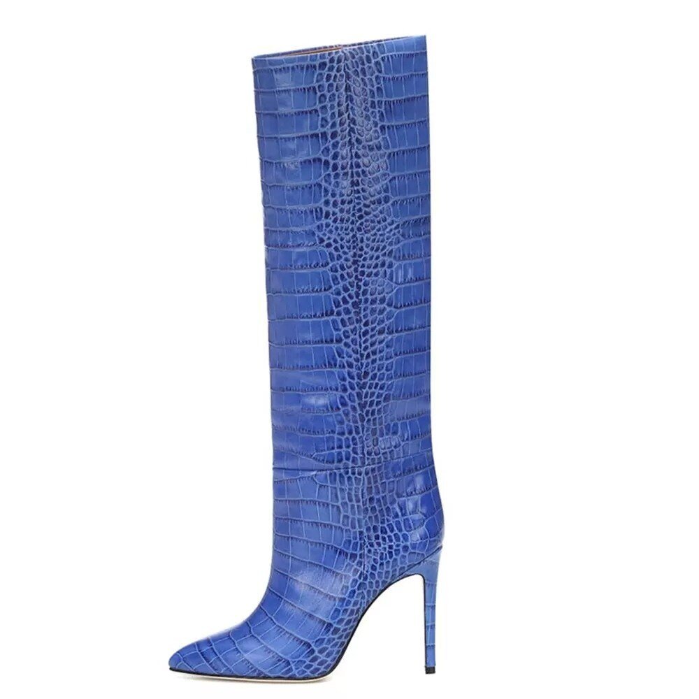 Women Crocodile Knee High Boots Autumn Snake Prints - LiveTrendsX