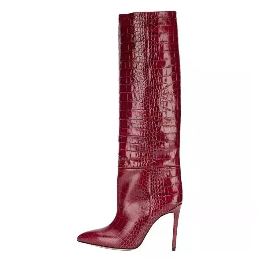 Women Crocodile Knee High Boots Autumn Snake Prints - LiveTrendsX