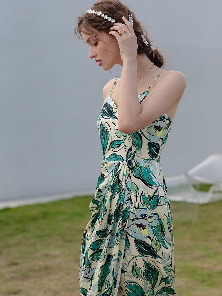 Women Deep V Neck Sexy Slit Dress - LiveTrendsX