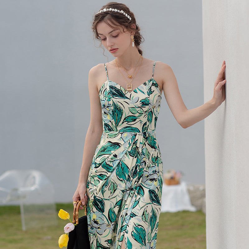 Women Deep V Neck Sexy Slit Dress - LiveTrendsX