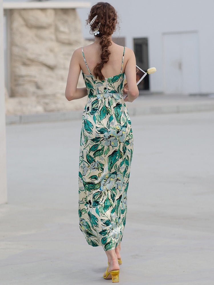 Women Deep V Neck Sexy Slit Dress - LiveTrendsX