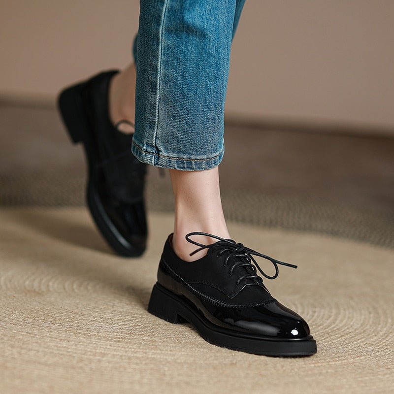Women Genuine Leather Oxfords Shoes - LiveTrendsX