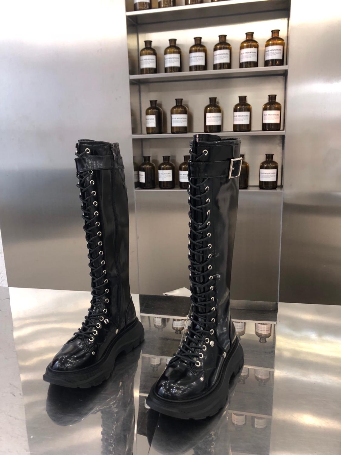 Women Genuine Leather Platform Round Toe Knee High Boots - LiveTrendsX