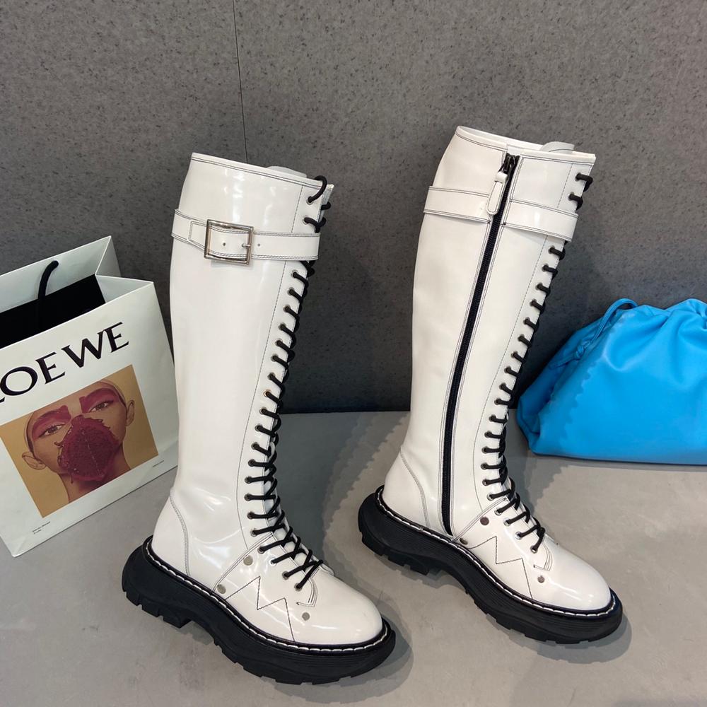 Women Genuine Leather Platform Round Toe Knee High Boots - LiveTrendsX