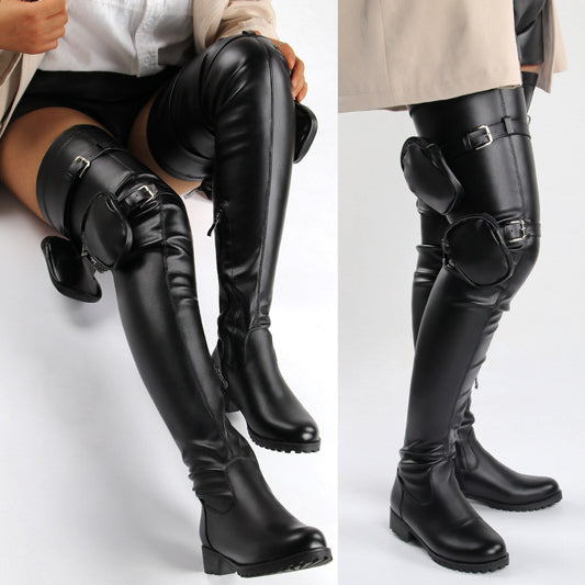 Women High Heels Shoes Winter Leather Long Boots - LiveTrendsX