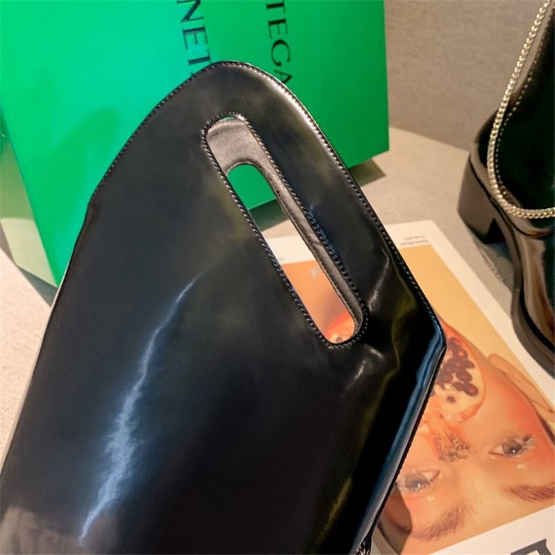 Women Knee High Boots Rhinestone Chain Punk Shoes - LiveTrendsX