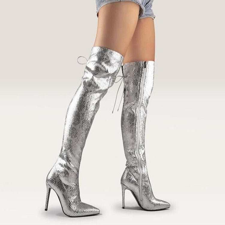 Women Lace Up Over The Knee Long Boots - LiveTrendsX