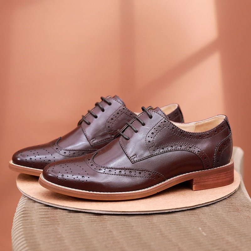 Women Leather Flat Casual Pink Oxford Shoes - LiveTrendsX