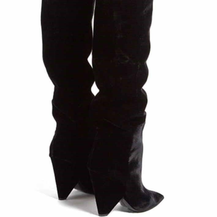 Women Long Knight Boots Pointed Toe Spike Heels Party Shoes - LiveTrendsX