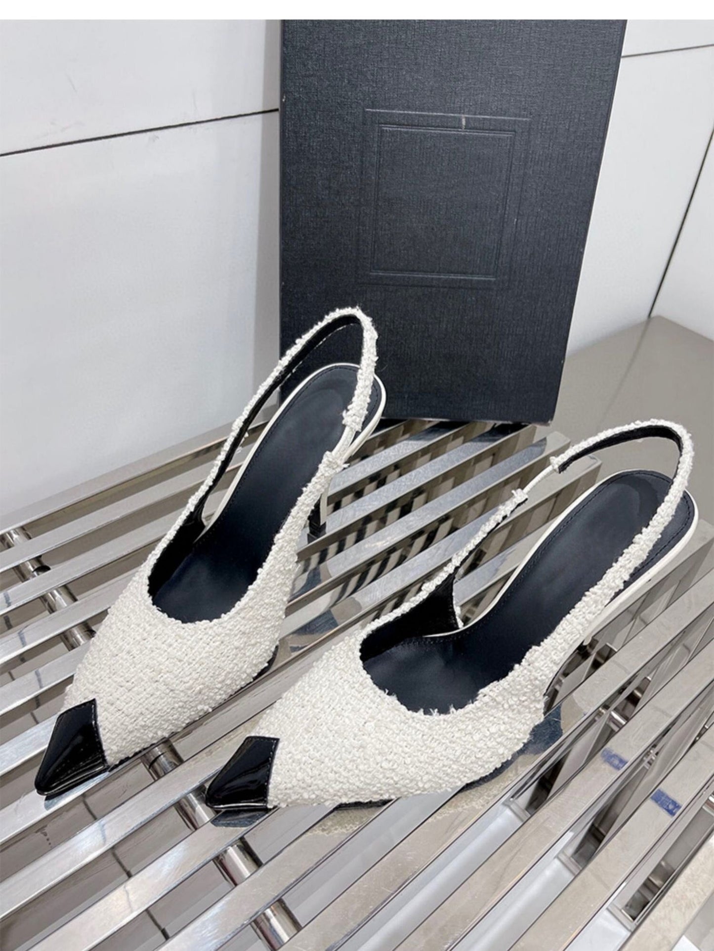 Women Metal Point Toe Stiletto Stripper Slingback Prom Evening Pumps - LiveTrendsX