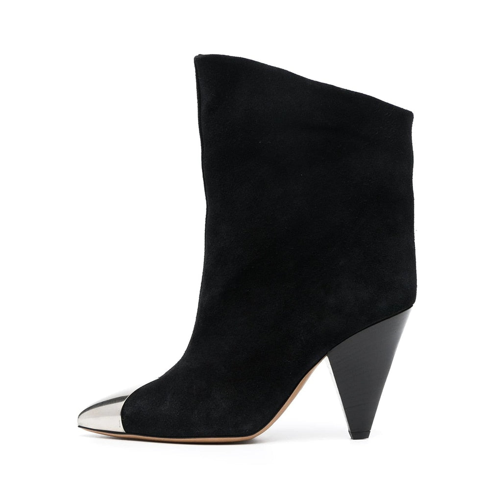 Women Metal Pointed Toe Ladies Ankle Boots - LiveTrendsX