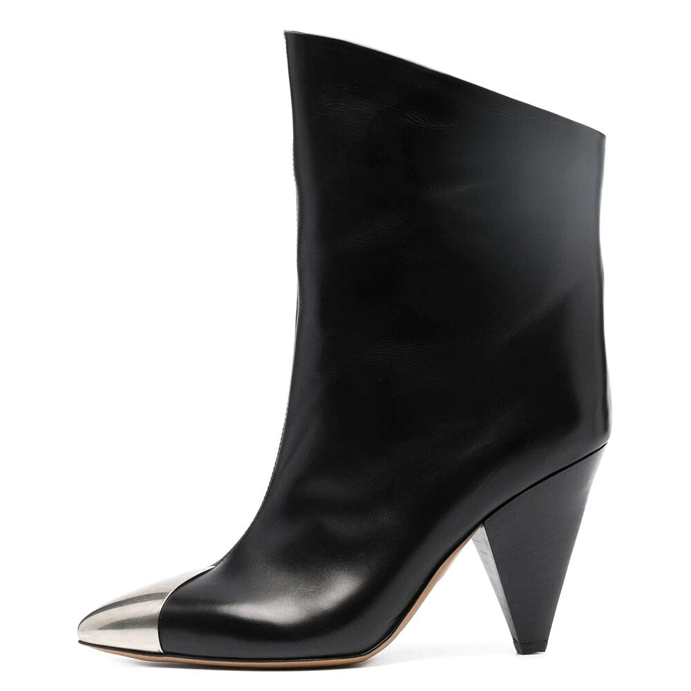 Women Metal Pointed Toe Ladies Ankle Boots - LiveTrendsX