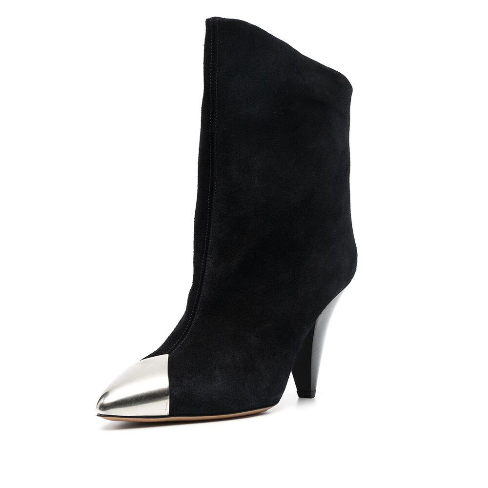 Women Metal Pointed Toe Ladies Ankle Boots - LiveTrendsX