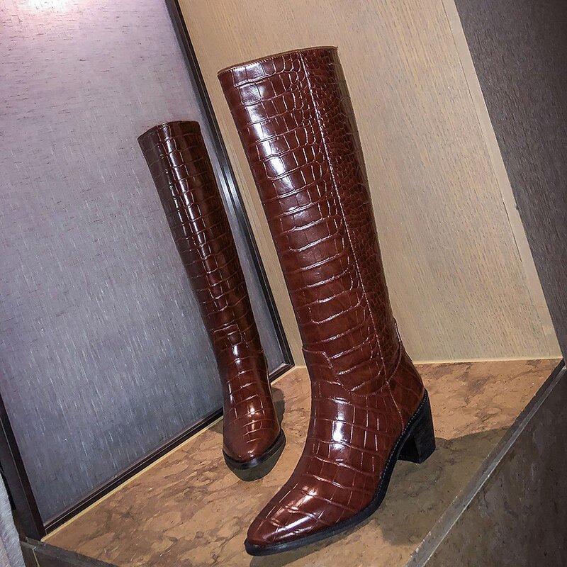 Women Microfiber upper pigskin lining insole serpentine modern boots - LiveTrendsX