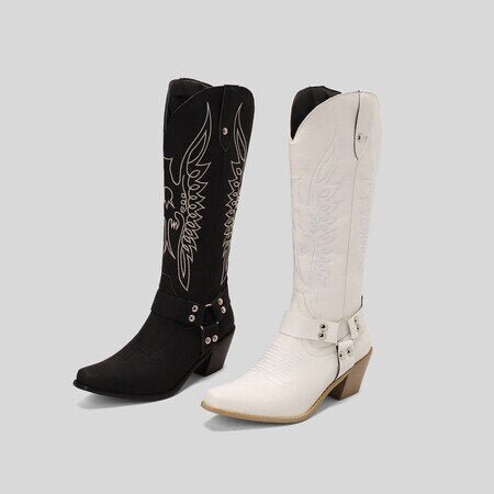 Women Mid Calf Pointed Toe Knee High Boots 2022 - LiveTrendsX