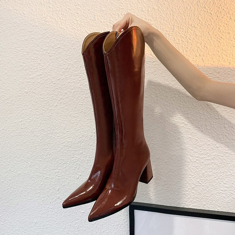 Women natural leather Horse oil leather full leather modern boots - LiveTrendsX