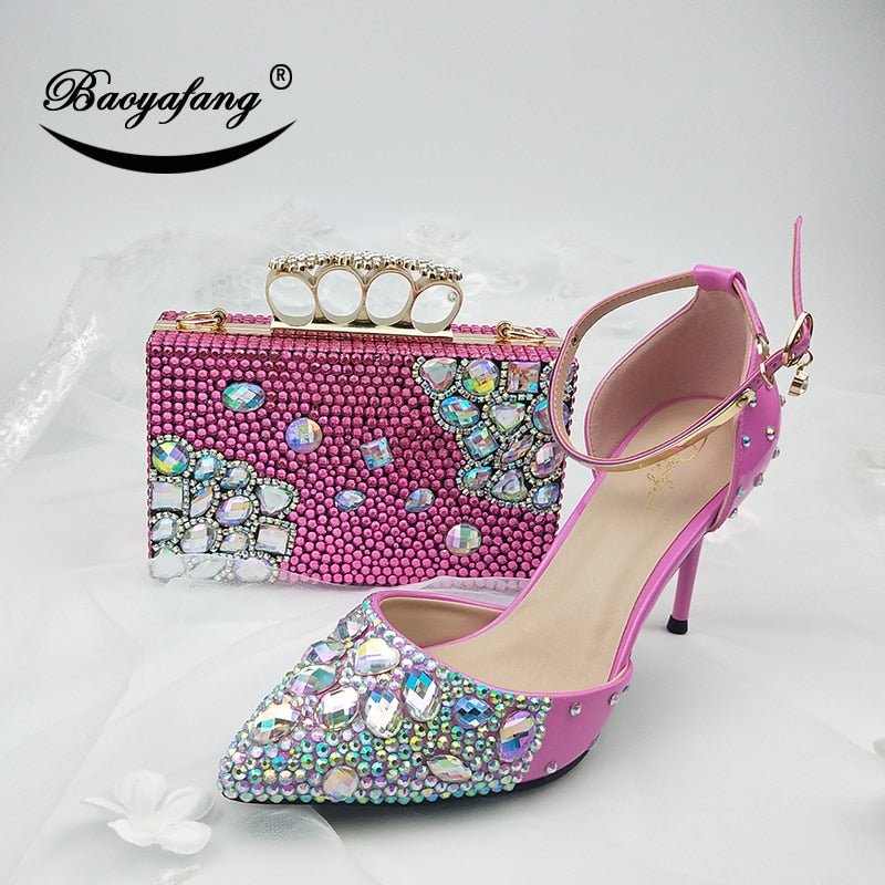 Women sandals pointed toe ankle strap crystal wedding shoes - LiveTrendsX