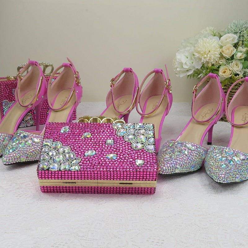 Women sandals pointed toe ankle strap crystal wedding shoes - LiveTrendsX