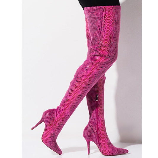 Women Sexy Side Zipper High Heels Thigh High Boots F - LiveTrendsX