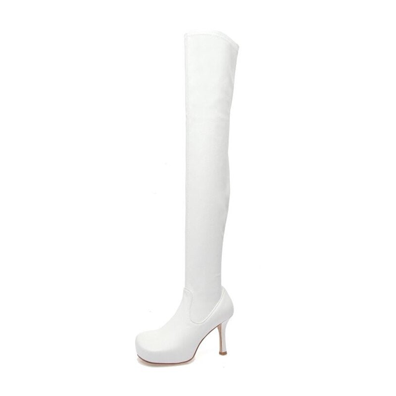 Women Stiletto Heels Nightclub Catwalk Square Head Socks Boots - LiveTrendsX