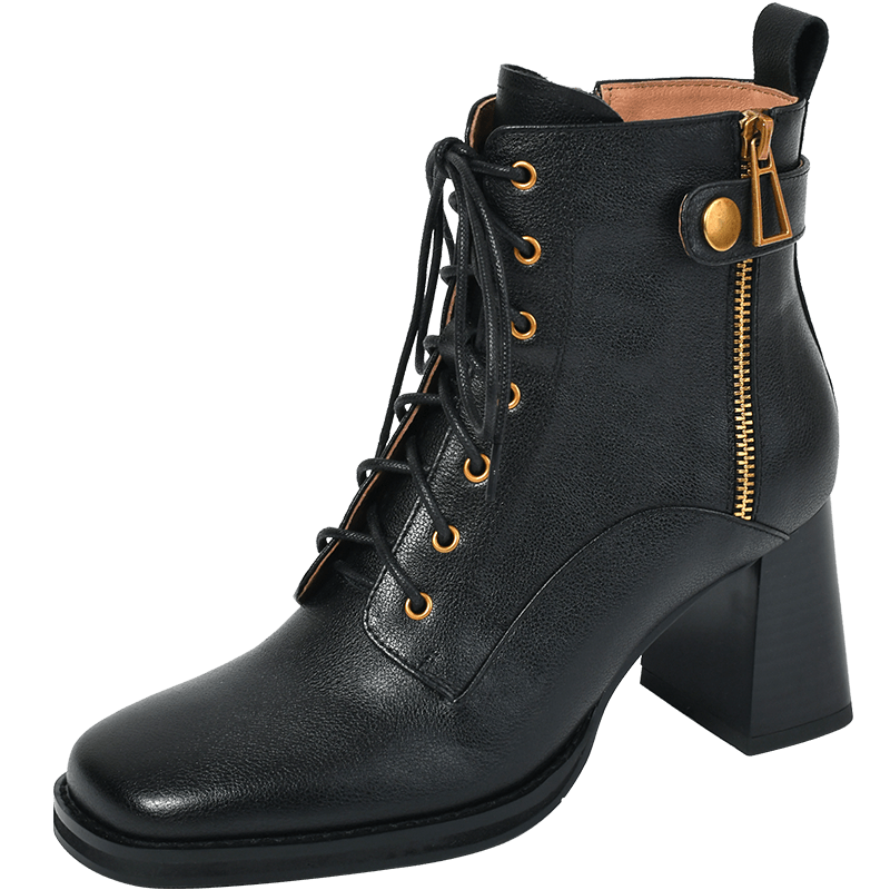 Women vintage cowhide chunky heels platform boots Knight boots - LiveTrendsX